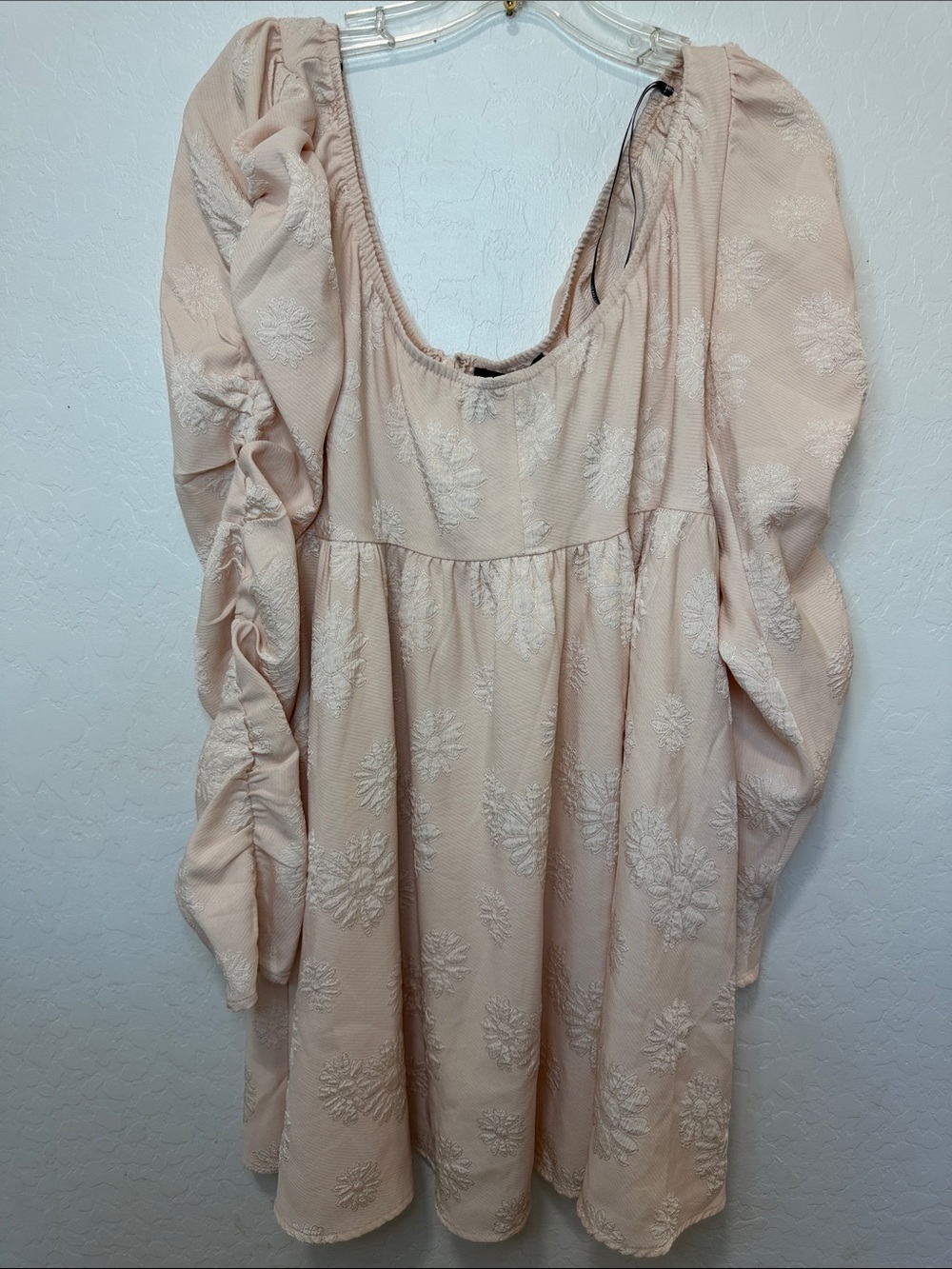Long sleeve medium Blush Pink Textured dress cottage fairy floral boho babydoll